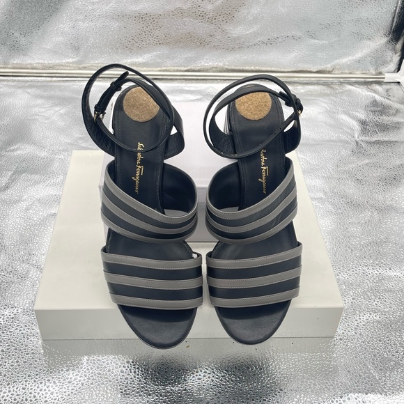 Salvatore Ferragamo Diandra Dual-Tone Block Heel Sandals